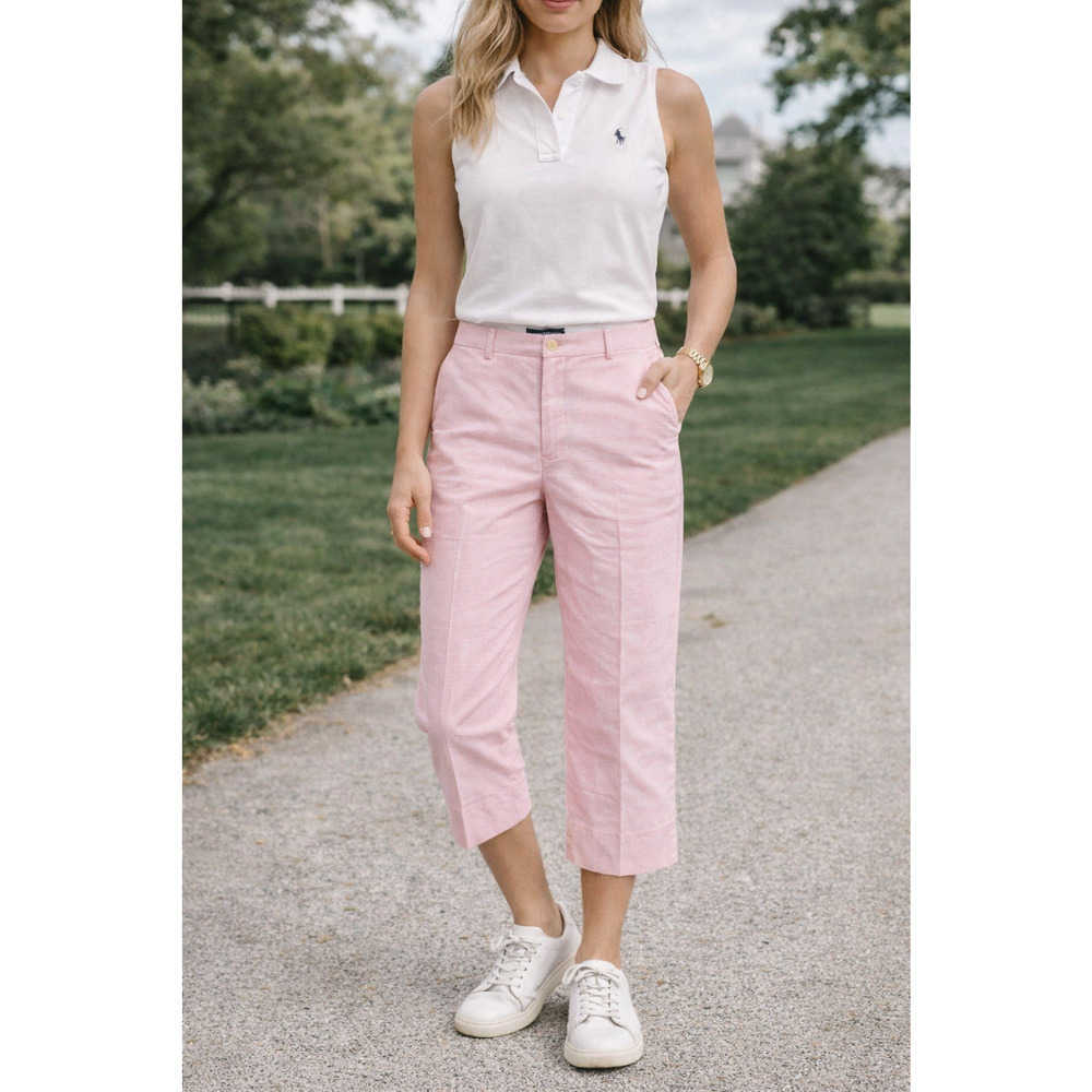 Ralph Lauren Polo Golf Pink Gingham Capri Pants Women’s Size 6 Cotton